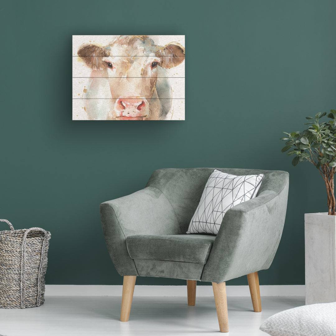 Wall Art 12 x 16 Inches Titled Farm Friends II Ready to Hang Printed on Wooden Planks Image 1