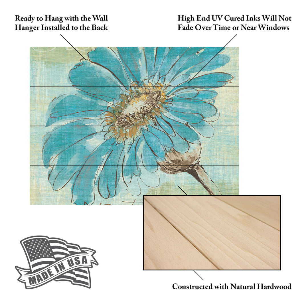 Wall Art 12 x 16 Inches Titled Spa Daisies II Ready to Hang Printed on Wooden Planks Image 5