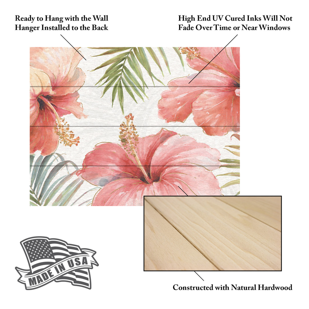 Wall Art 12 x 16 Inches Titled Tropical Blush I Ready to Hang Printed on Wooden Planks Image 5