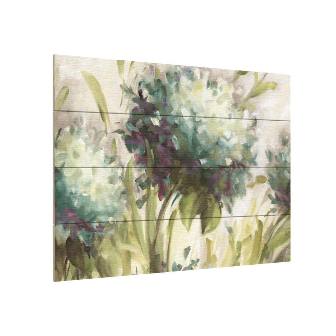 Wall Art 12 x 16 Inches Titled Hydrangea Field Ready to Hang Printed on Wooden Planks Image 3