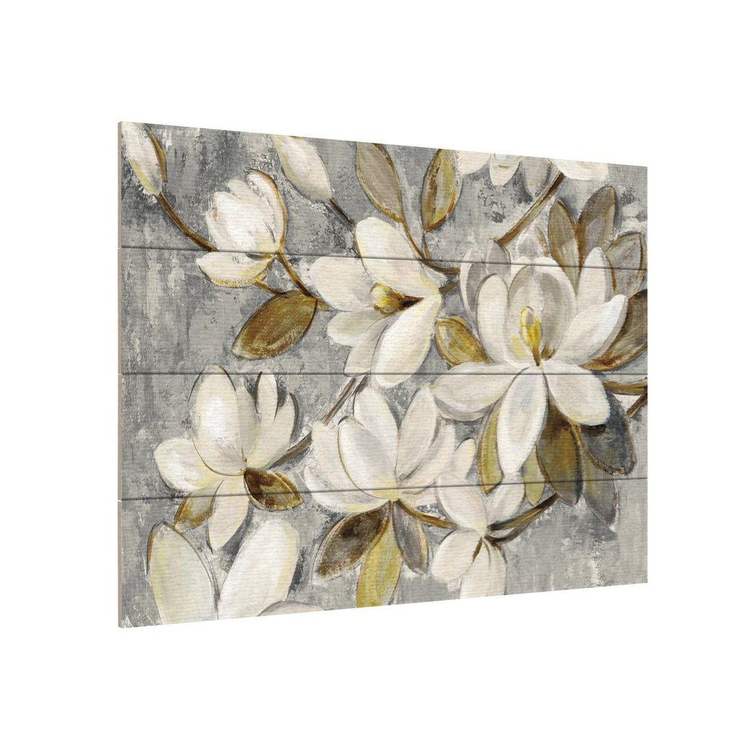 Wall Art 12 x 16 Inches Titled Magnolia Simplicity Neutral Gray Ready to Hang Printed on Wooden Planks Image 3