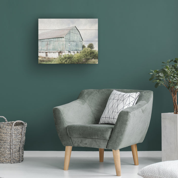 Wall Art 12 x 16 Inches Titled Late Summer Barn I Crop Ready to Hang Printed on Wooden Planks Image 1