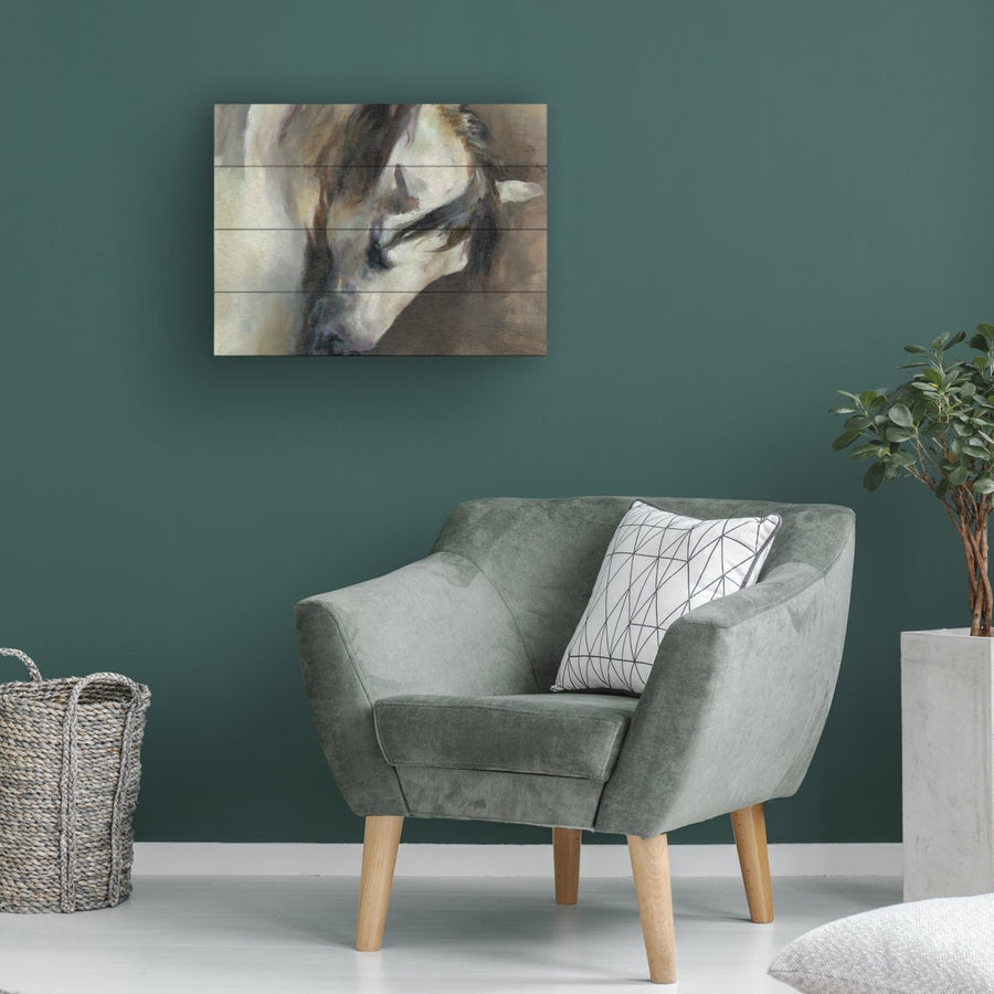 Wall Art 12 x 16 Inches Titled Classical Horse Ready to Hang Printed on Wooden Planks Image 1