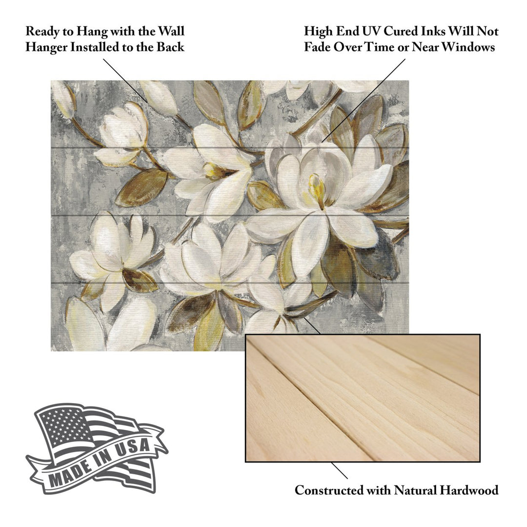 Wall Art 12 x 16 Inches Titled Magnolia Simplicity Neutral Gray Ready to Hang Printed on Wooden Planks Image 5