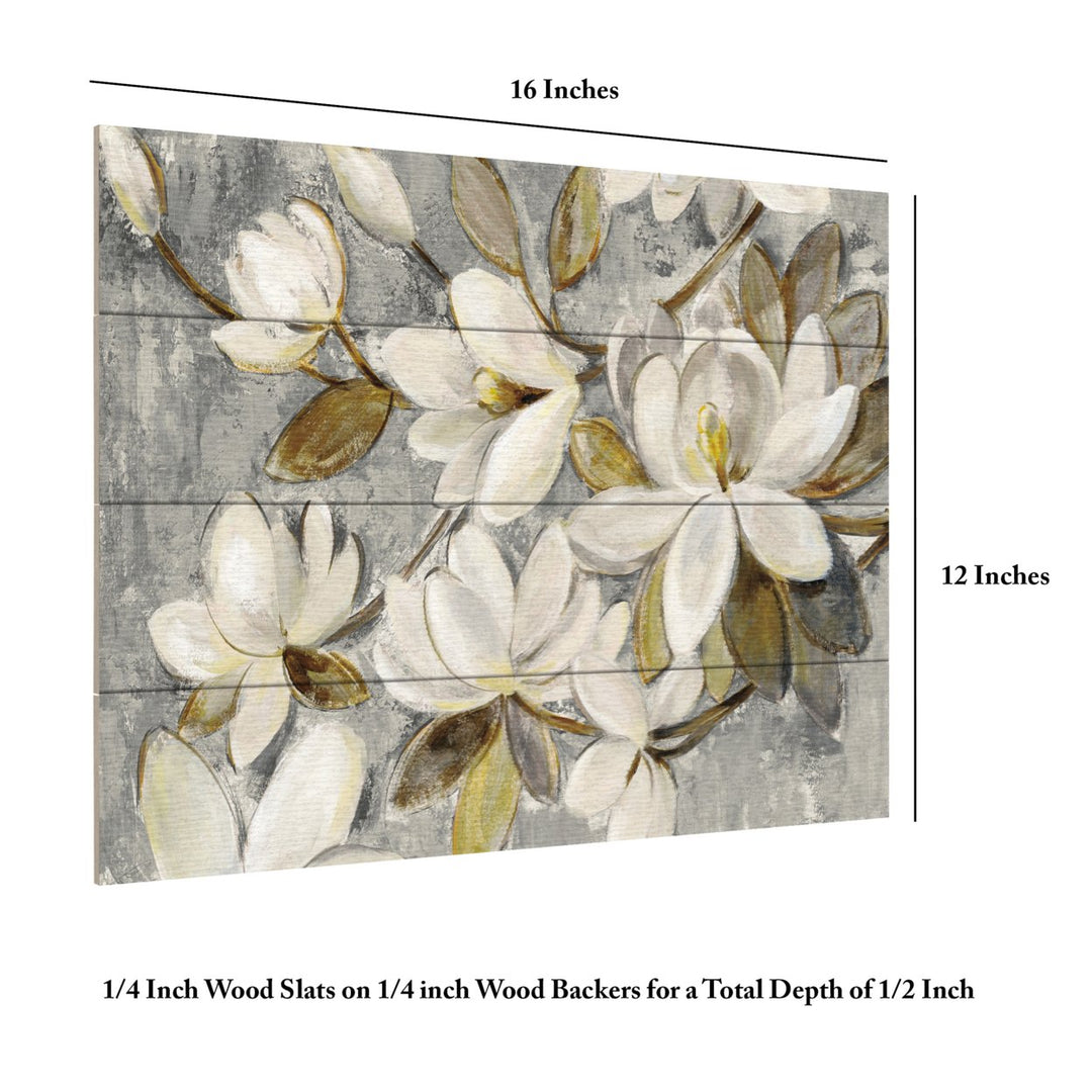 Wall Art 12 x 16 Inches Titled Magnolia Simplicity Neutral Gray Ready to Hang Printed on Wooden Planks Image 6
