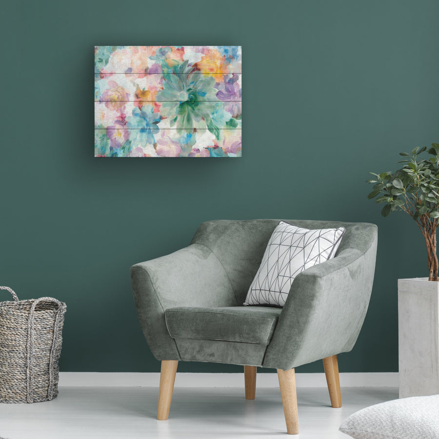 Wall Art 12 x 16 Inches Titled Succulent Florals Crop Ready to Hang Printed on Wooden Planks Image 1