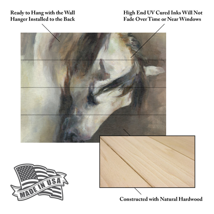 Wall Art 12 x 16 Inches Titled Classical Horse Ready to Hang Printed on Wooden Planks Image 5