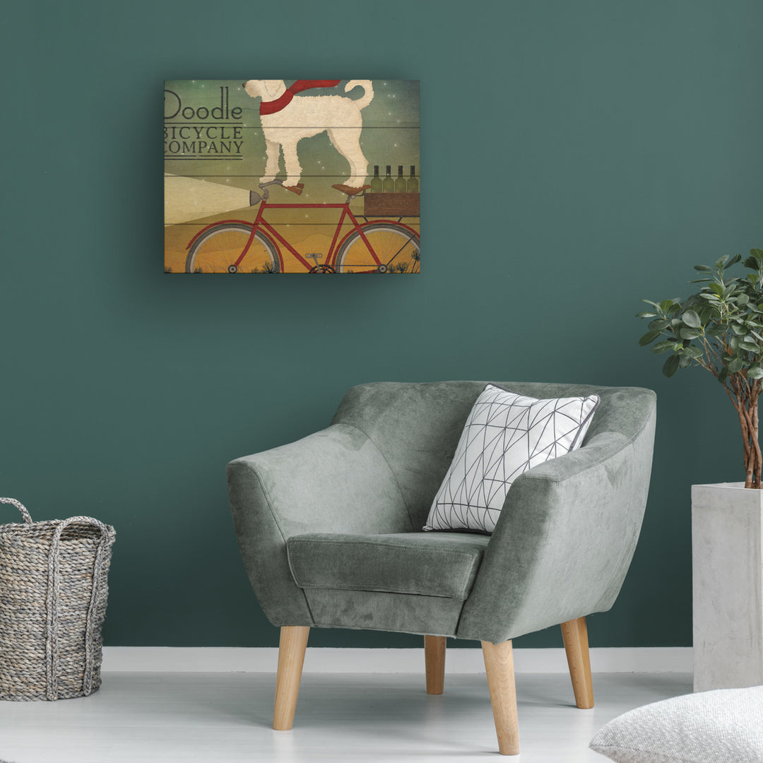 Wall Art 12 x 16 Inches Titled White Doodle on Bike Summer Ready to Hang Printed on Wooden Planks Image 1