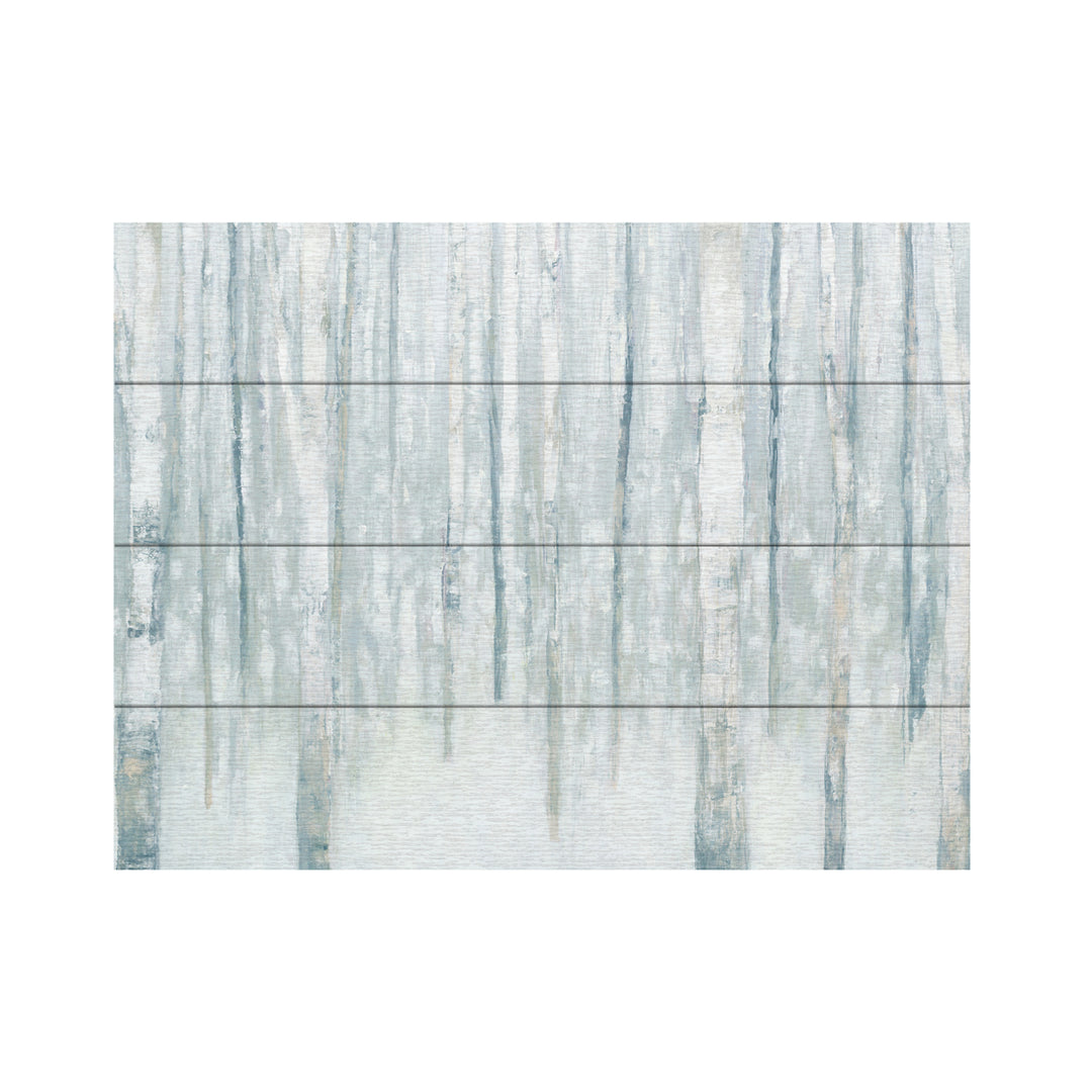 Wall Art 12 x 16 Inches Titled Birches in Winter Blue Gray Ready to Hang Printed on Wooden Planks Image 2