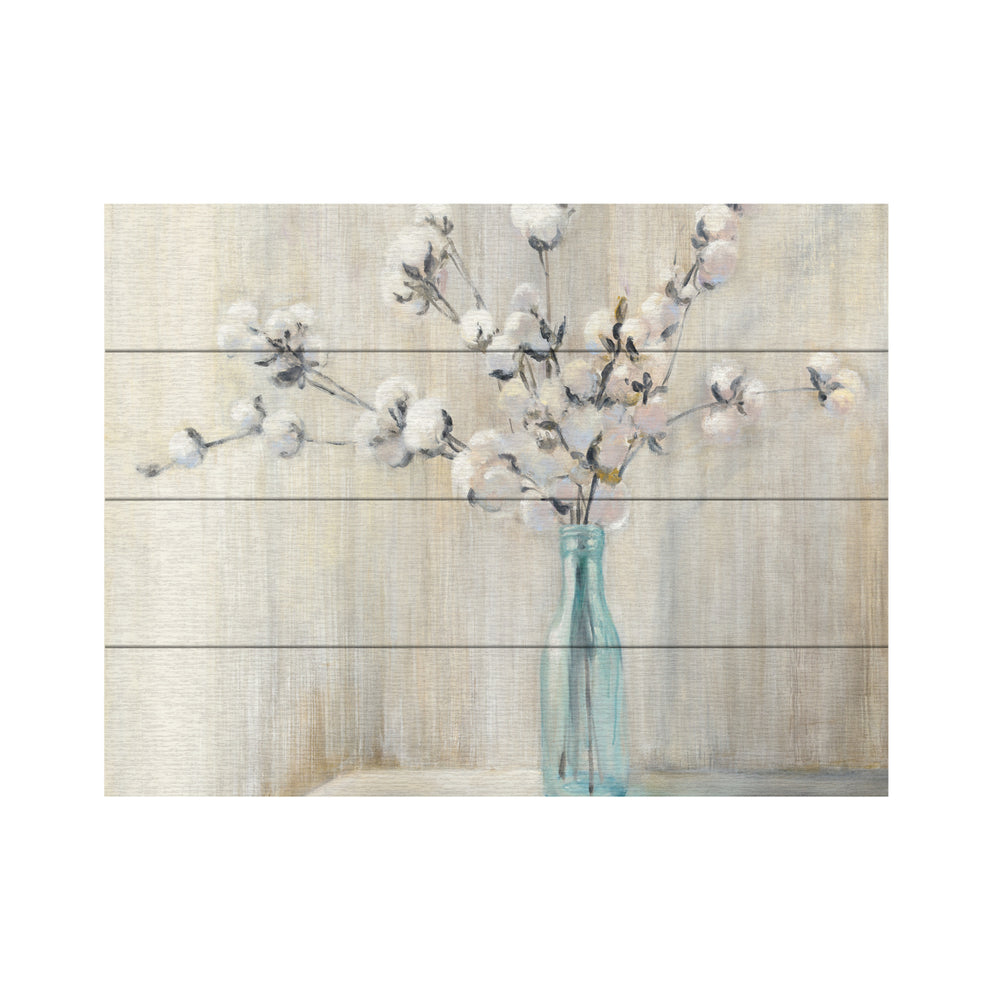Wall Art 12 x 16 Inches Titled Cotton Bouquet Crop Ready to Hang Printed on Wooden Planks Image 2