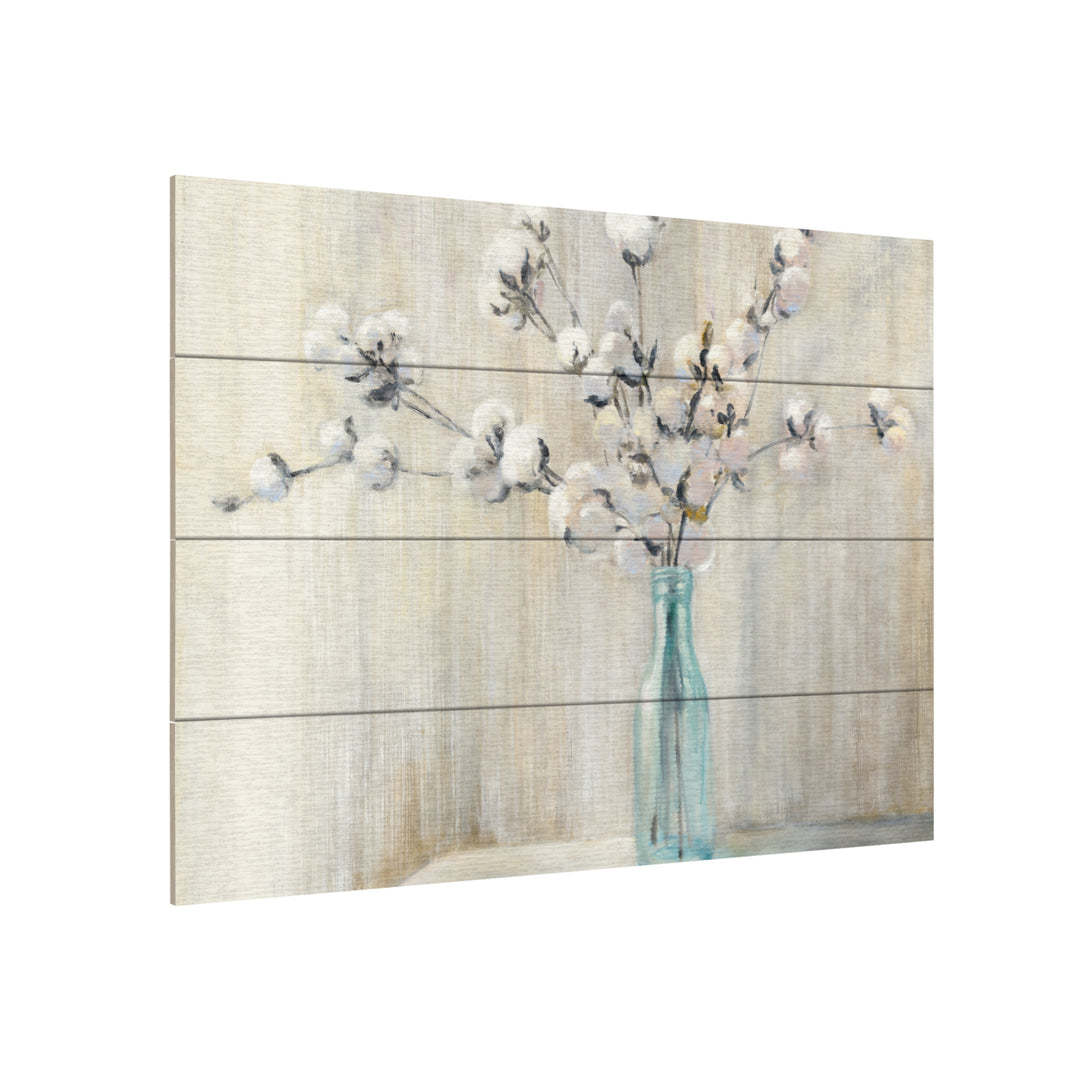 Wall Art 12 x 16 Inches Titled Cotton Bouquet Crop Ready to Hang Printed on Wooden Planks Image 3