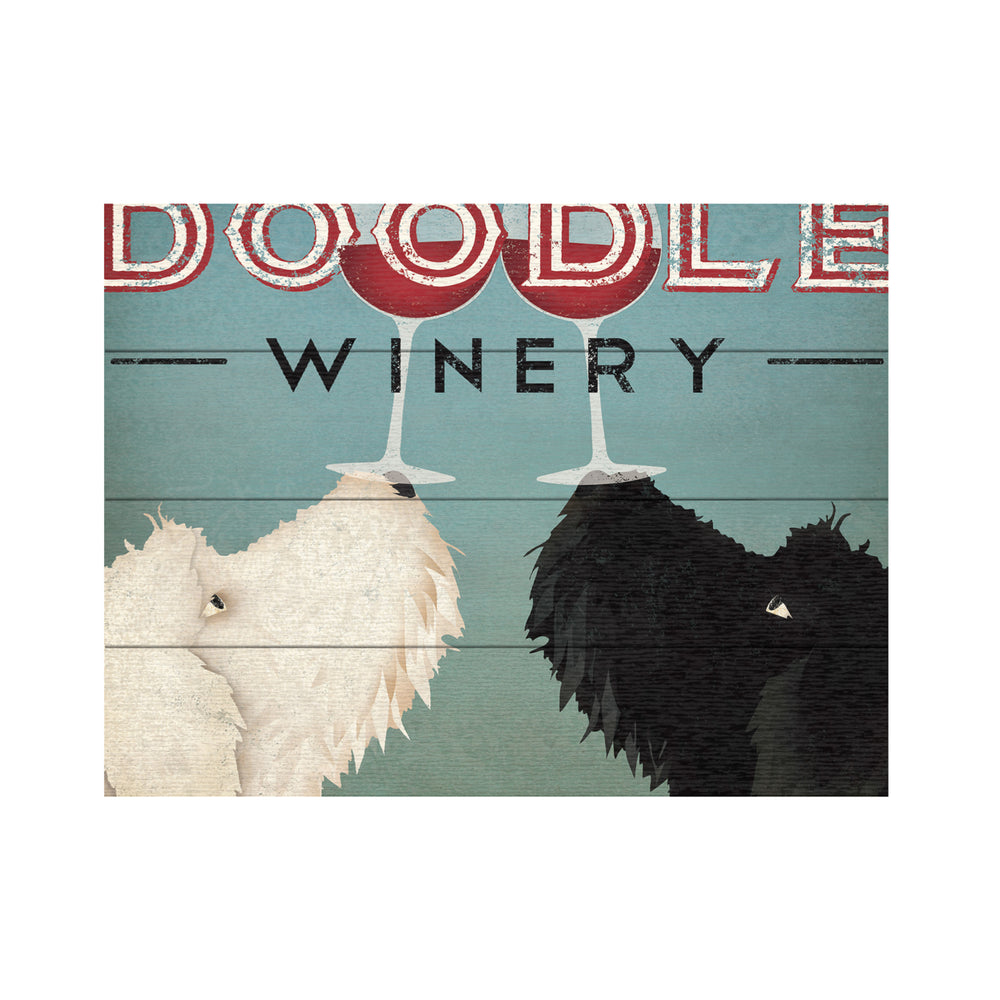 Wall Art 12 x 16 Inches Titled Doodle Wine Ready to Hang Printed on Wooden Planks Image 2