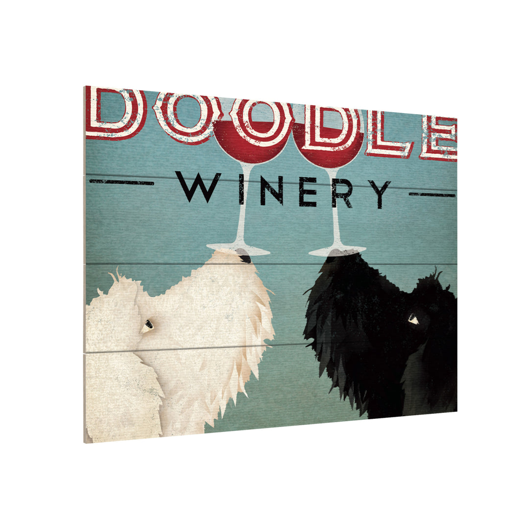 Wall Art 12 x 16 Inches Titled Doodle Wine Ready to Hang Printed on Wooden Planks Image 3