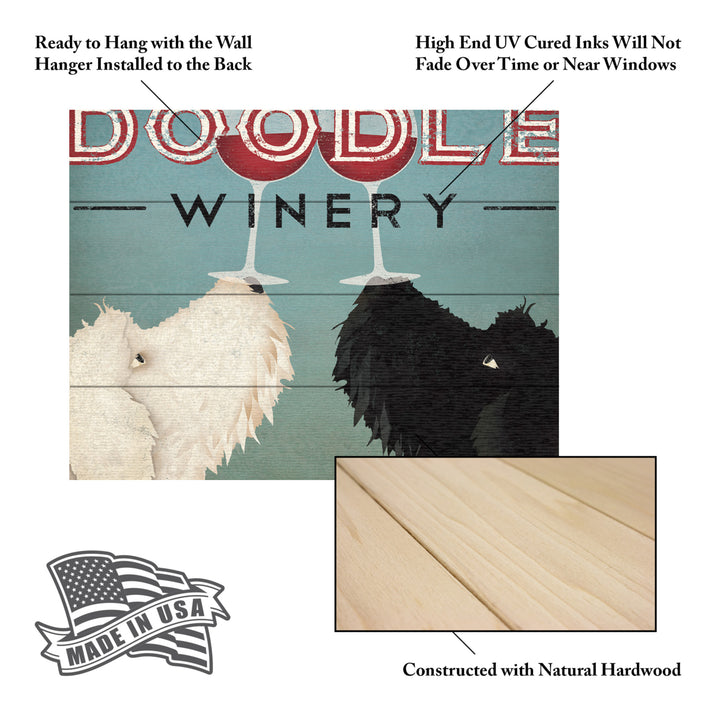 Wall Art 12 x 16 Inches Titled Doodle Wine Ready to Hang Printed on Wooden Planks Image 5
