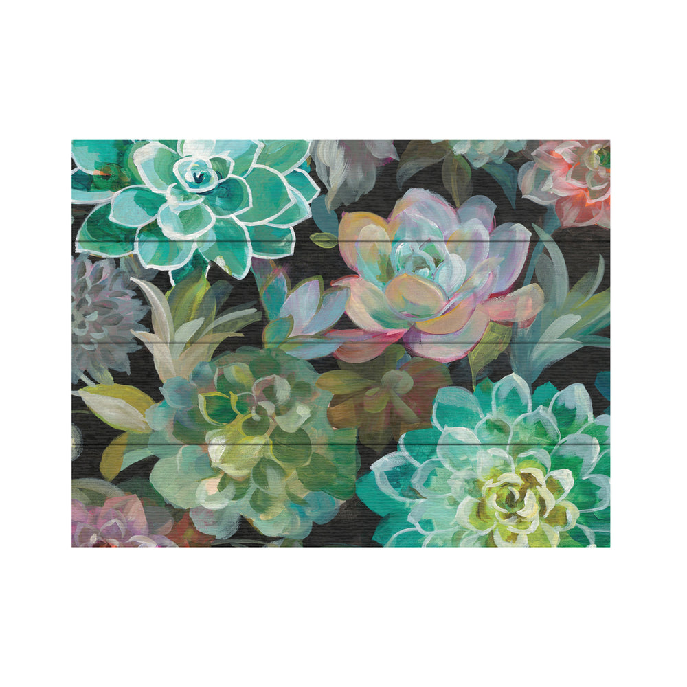 Wall Art 12 x 16 Inches Titled Floral Succulents v2 Crop Ready to Hang Printed on Wooden Planks Image 2