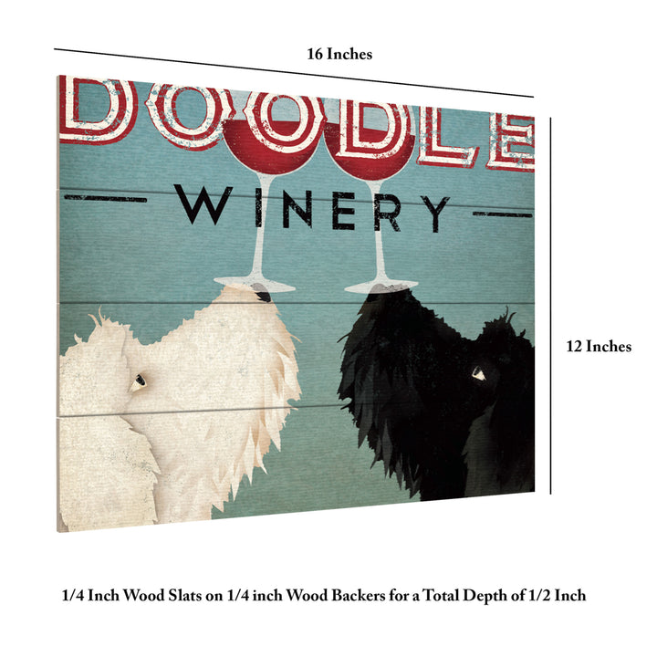Wall Art 12 x 16 Inches Titled Doodle Wine Ready to Hang Printed on Wooden Planks Image 6
