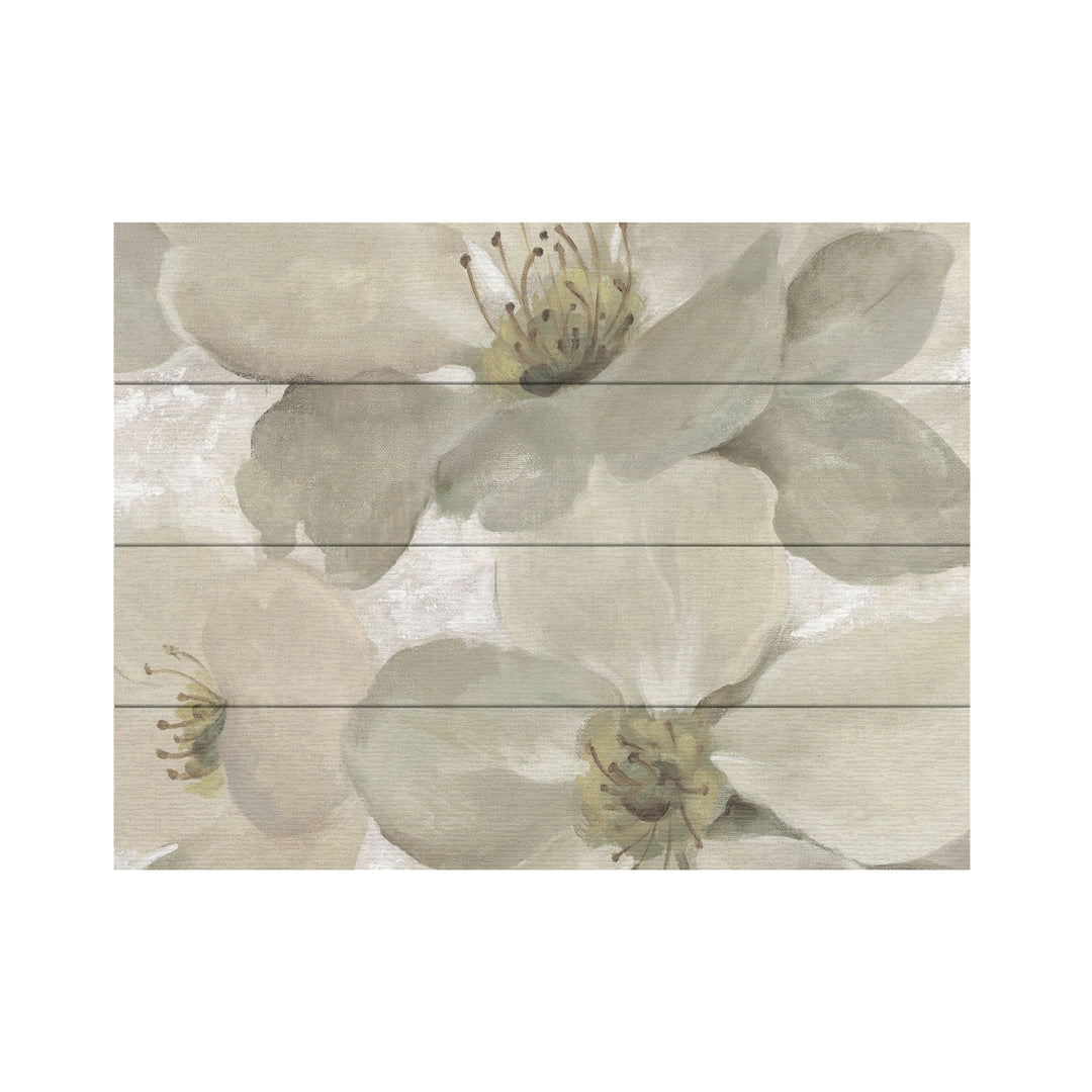 Wall Art 12 x 16 Inches Titled White on White Floral I Crop Neutral Ready to Hang Printed on Wooden Planks Image 2