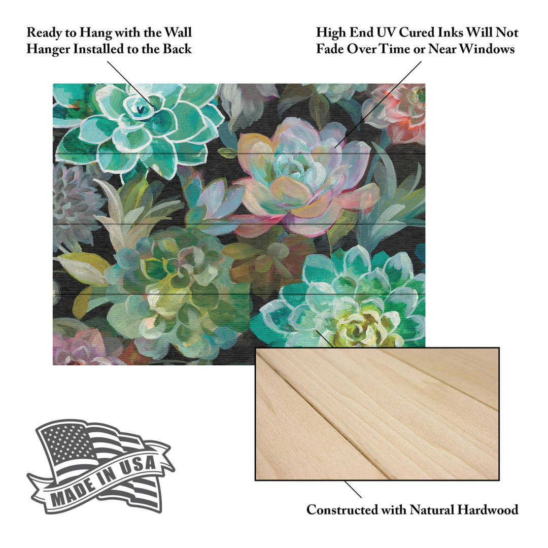Wall Art 12 x 16 Inches Titled Floral Succulents v2 Crop Ready to Hang Printed on Wooden Planks Image 5