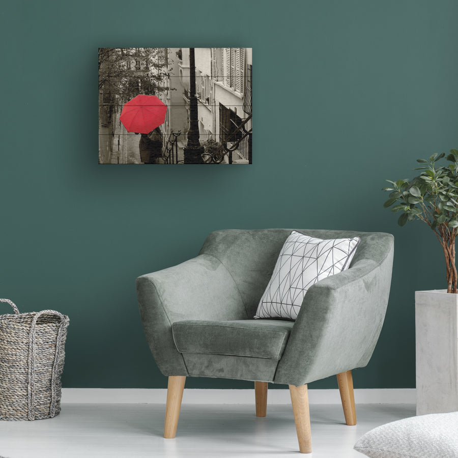 Wall Art 12 x 16 Inches Titled Paris Stroll II Ready to Hang Printed on Wooden Planks Image 1