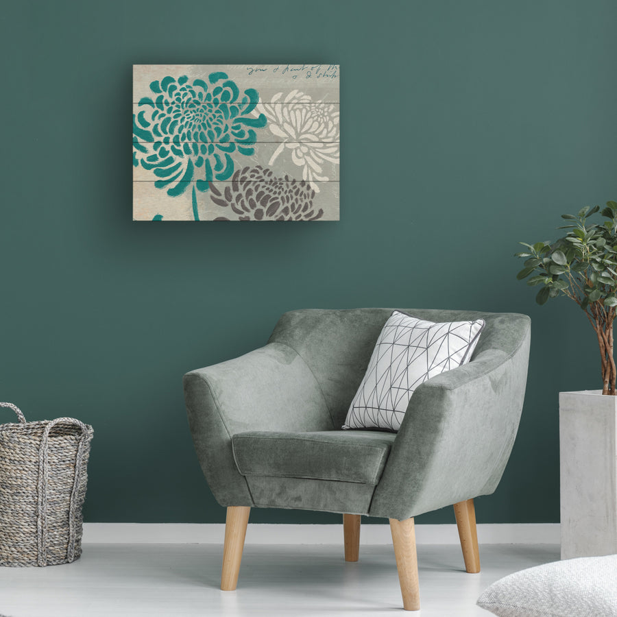 Wall Art 12 x 16 Inches Titled Chrysanthemums I Ready to Hang Printed on Wooden Planks Image 1