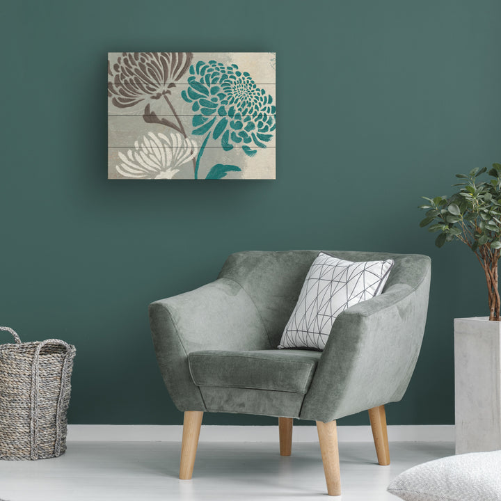 Wall Art 12 x 16 Inches Titled Chrysanthemums II Ready to Hang Printed on Wooden Planks Image 1