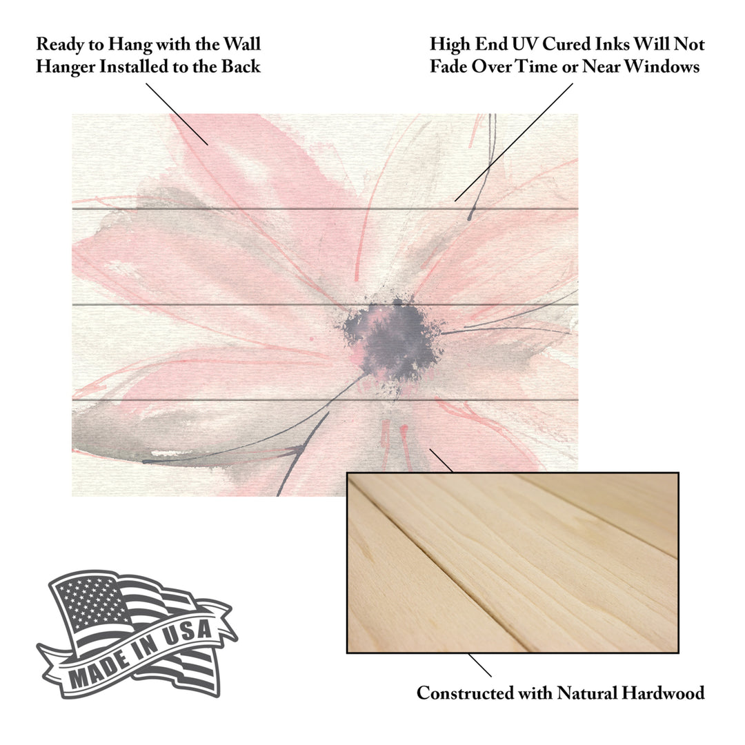 Wall Art 12 x 16 Inches Titled Blush Clematis I Ready to Hang Printed on Wooden Planks Image 5