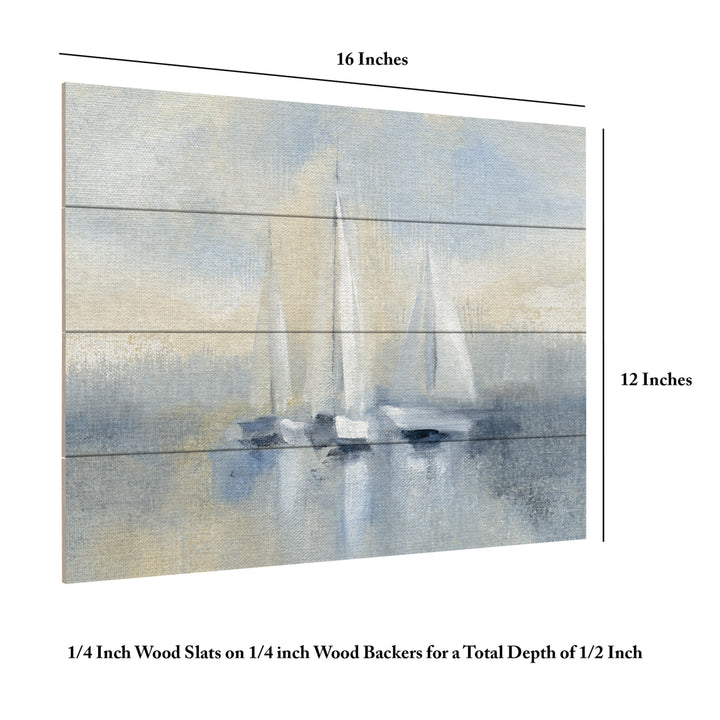 Wall Art 12 x 16 Inches Titled Morning Sail I Blue Ready to Hang Printed on Wooden Planks Image 6