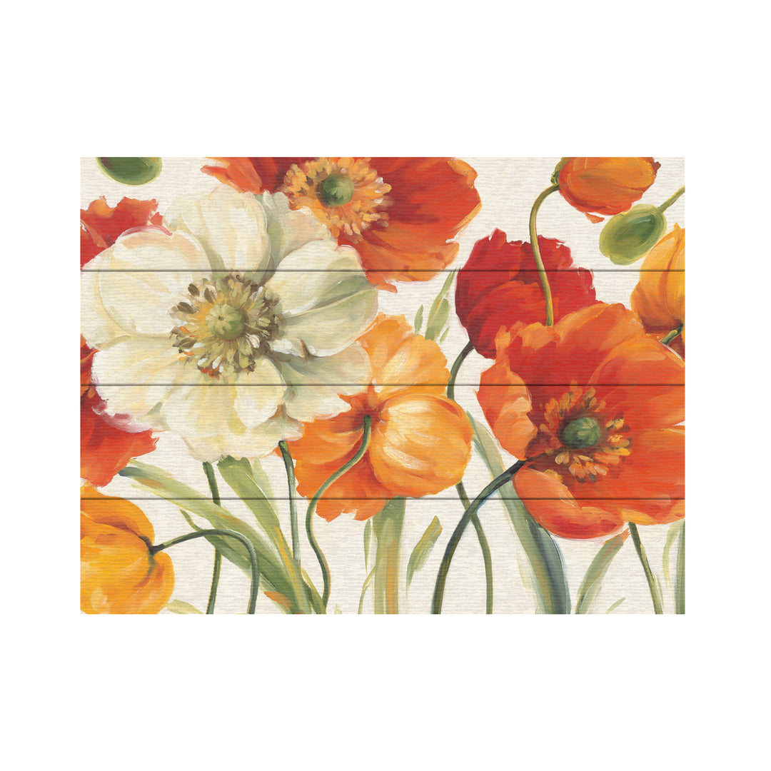 Wall Art 12 x 16 Inches Titled Poppies Melody I Ready to Hang Printed on Wooden Planks Image 2