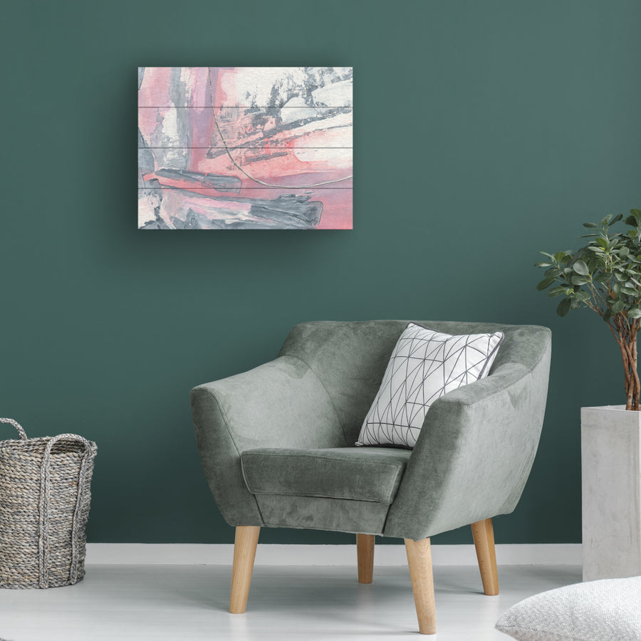 Wall Art 12 x 16 Inches Titled Whitewashed Blush I Ready to Hang Printed on Wooden Planks Image 1