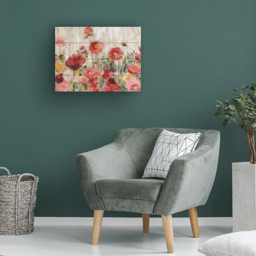 Wall Art 12 x 16 Inches Titled Sprinkled Flowers Crop Ready to Hang Printed on Wooden Planks Image 1