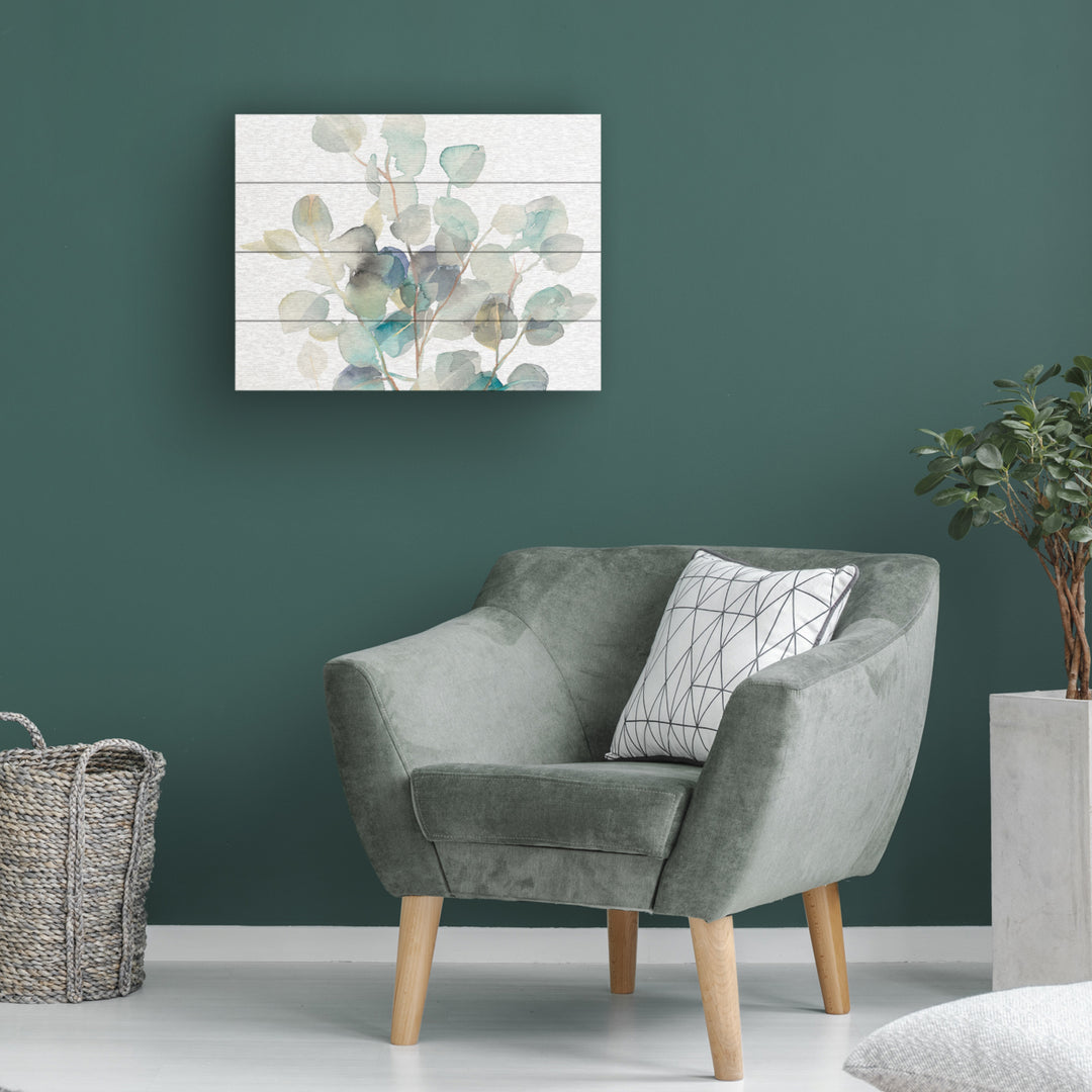 Wall Art 12 x 16 Inches Titled Eucalyptus III White Ready to Hang Printed on Wooden Planks Image 1