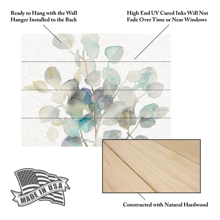 Wall Art 12 x 16 Inches Titled Eucalyptus III White Ready to Hang Printed on Wooden Planks Image 5