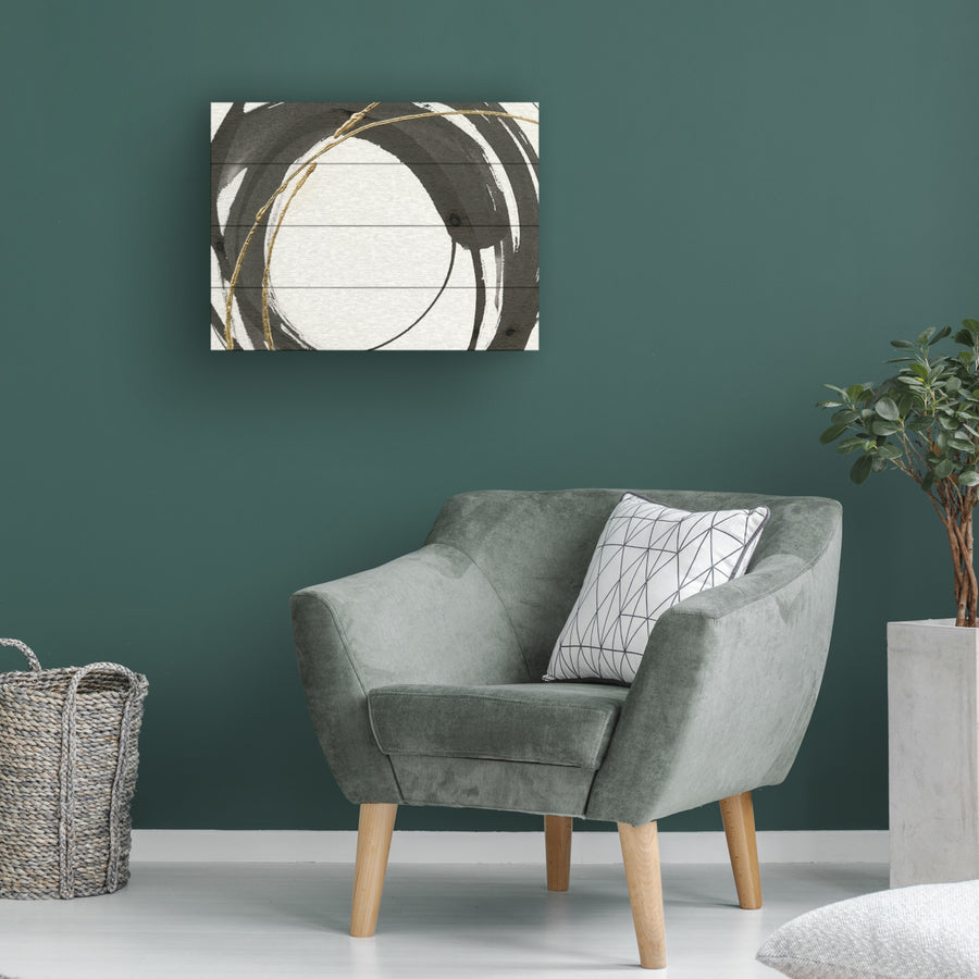 Wall Art 12 x 16 Inches Titled Gilded Enso IV Ready to Hang Printed on Wooden Planks Image 1
