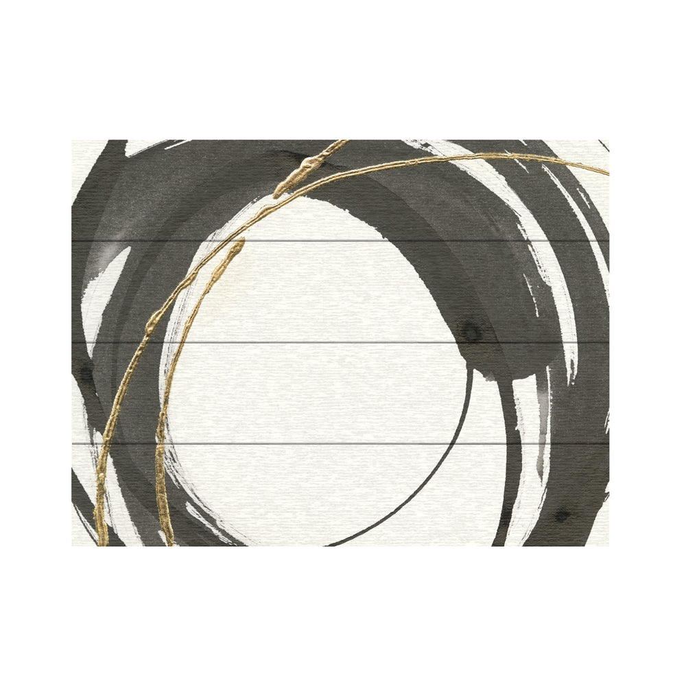 Wall Art 12 x 16 Inches Titled Gilded Enso IV Ready to Hang Printed on Wooden Planks Image 2