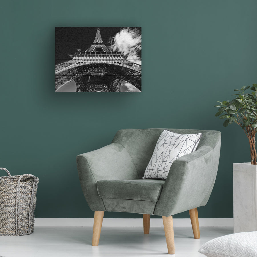 Wall Art 12 x 16 Inches Titled Paris Eiffel Tower 1 Ready to Hang Printed on Wooden Planks Image 1