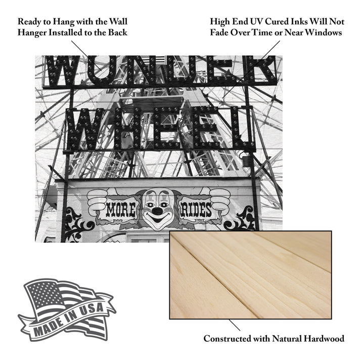 Wall Art 12 x 16 Inches Titled Coney Island Wonder Wheel This Way Ready to Hang Printed on Wooden Planks Image 5