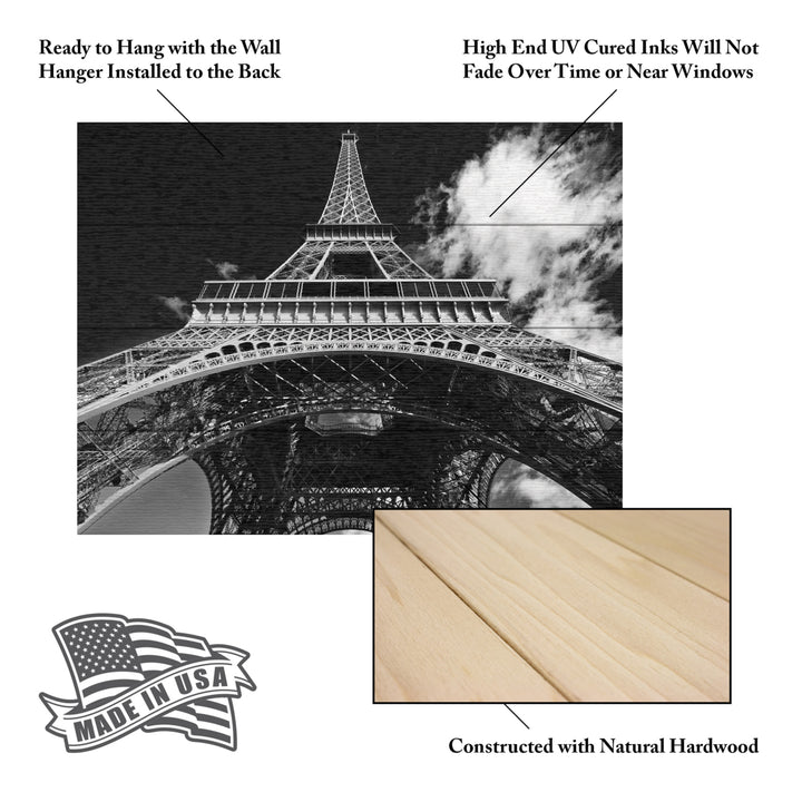 Wall Art 12 x 16 Inches Titled Paris Eiffel Tower 1 Ready to Hang Printed on Wooden Planks Image 5