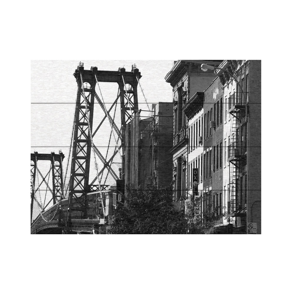 Wall Art 12 x 16 Inches Titled Williamsburg Bridge Ready to Hang Printed on Wooden Planks Image 2