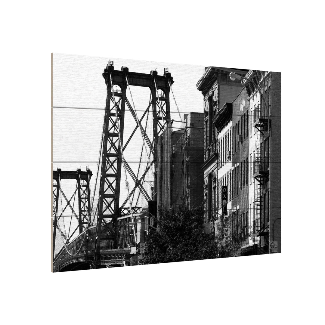 Wall Art 12 x 16 Inches Titled Williamsburg Bridge Ready to Hang Printed on Wooden Planks Image 3