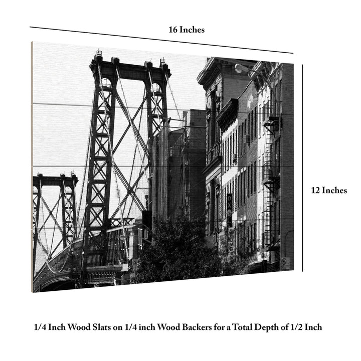 Wall Art 12 x 16 Inches Titled Williamsburg Bridge Ready to Hang Printed on Wooden Planks Image 6