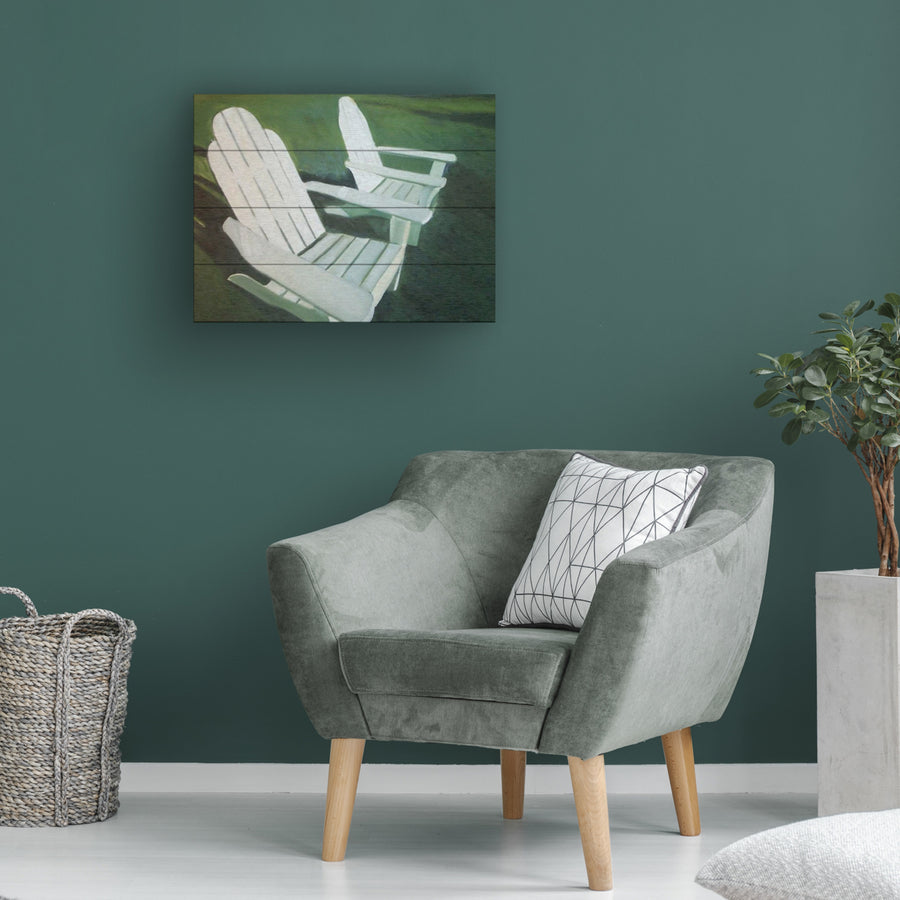 Wall Art 12 x 16 Inches Titled Lawn Chairs Ready to Hang Printed on Wooden Planks Image 1