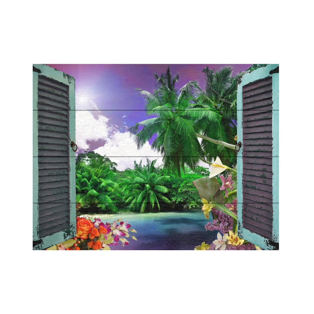 Wall Art 12 x 16 Inches Titled Window to Paradise I Ready to Hang Printed on Wooden Planks Image 2