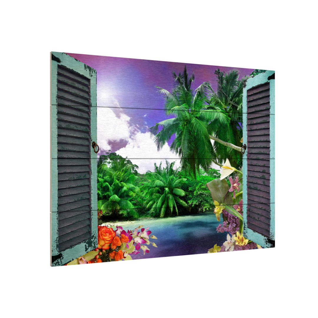 Wall Art 12 x 16 Inches Titled Window to Paradise I Ready to Hang Printed on Wooden Planks Image 3