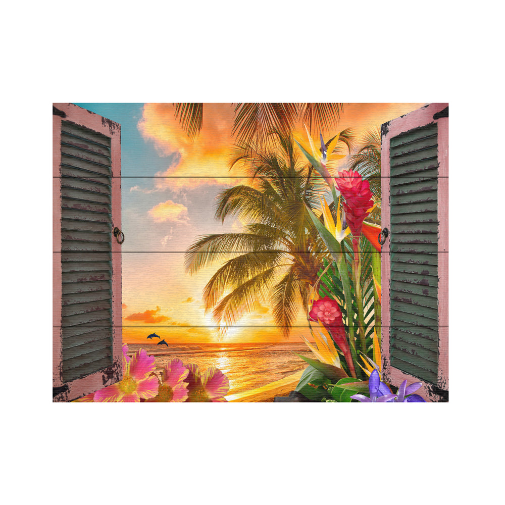 Wall Art 12 x 16 Inches Titled Window to Paradise II Ready to Hang Printed on Wooden Planks Image 2