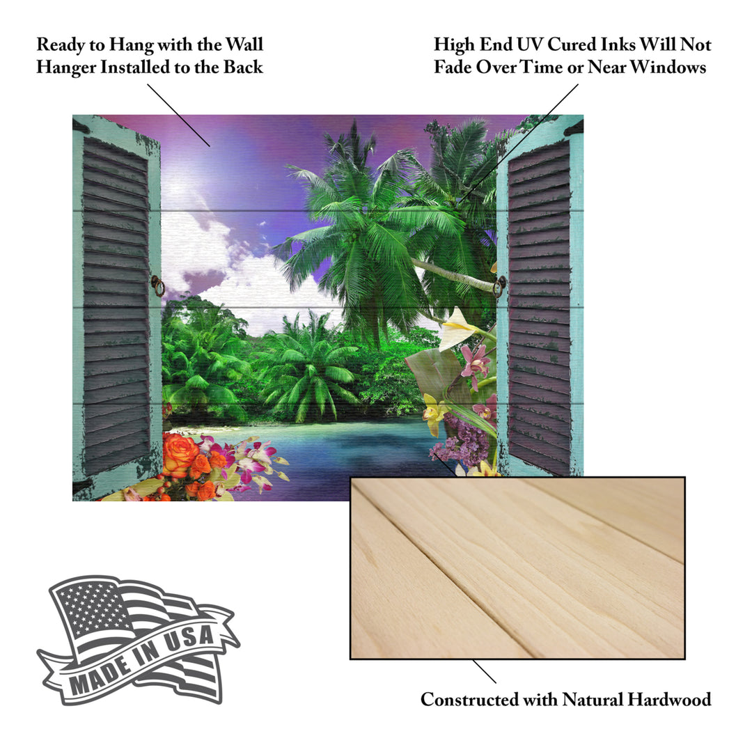 Wall Art 12 x 16 Inches Titled Window to Paradise I Ready to Hang Printed on Wooden Planks Image 5