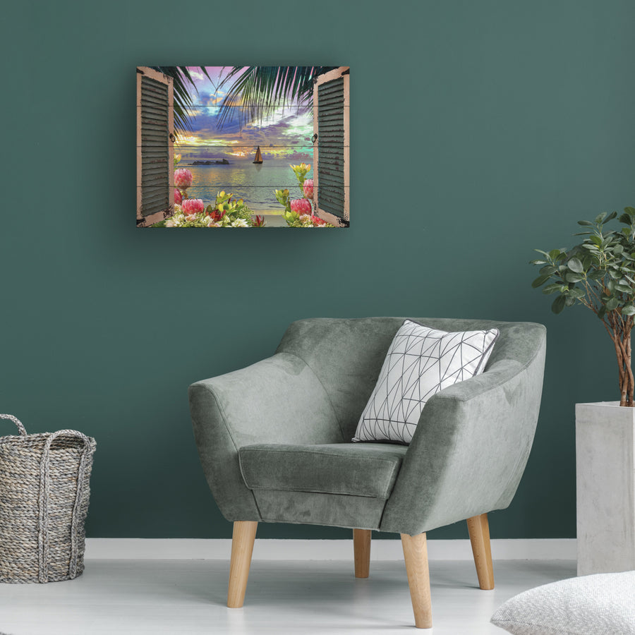 Wall Art 12 x 16 Inches Titled Window to Paradise III Ready to Hang Printed on Wooden Planks Image 1