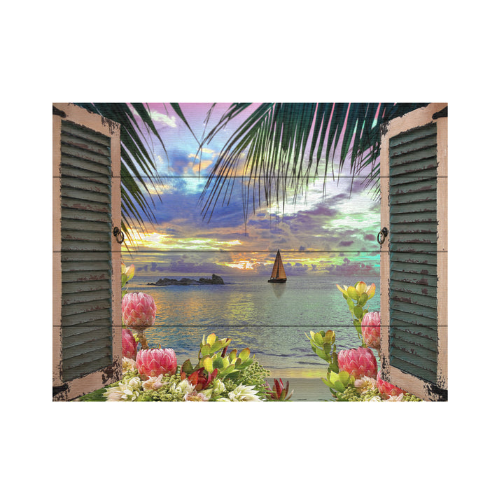 Wall Art 12 x 16 Inches Titled Window to Paradise III Ready to Hang Printed on Wooden Planks Image 2