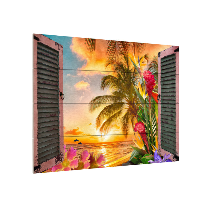 Wall Art 12 x 16 Inches Titled Window to Paradise II Ready to Hang Printed on Wooden Planks Image 3