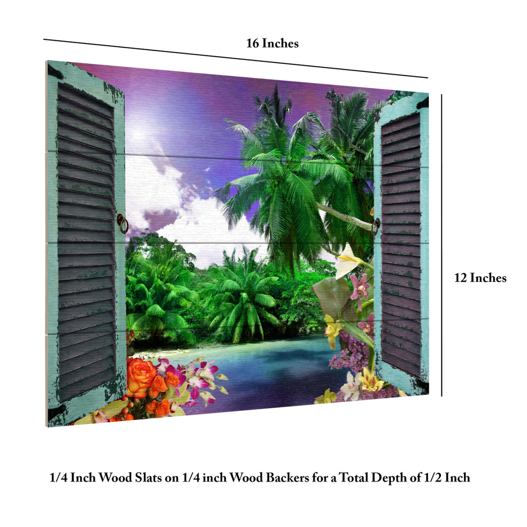 Wall Art 12 x 16 Inches Titled Window to Paradise I Ready to Hang Printed on Wooden Planks Image 6