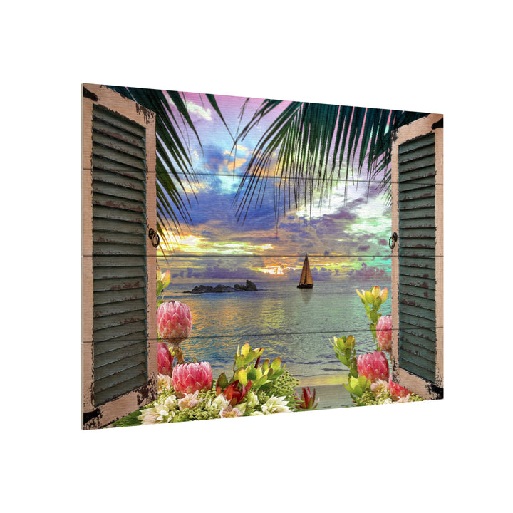 Wall Art 12 x 16 Inches Titled Window to Paradise III Ready to Hang Printed on Wooden Planks Image 3